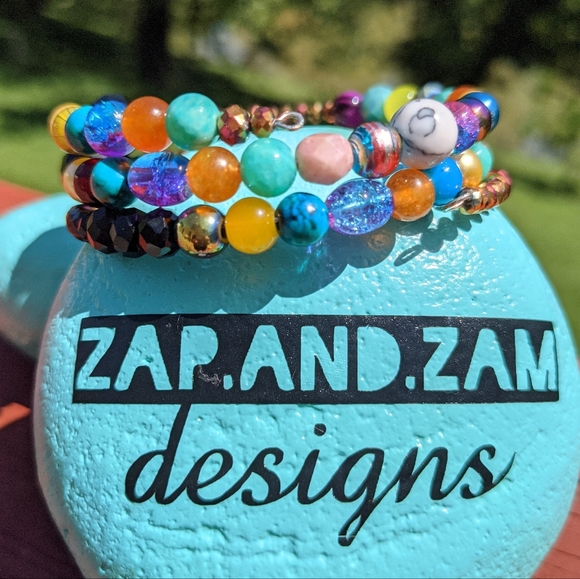 Beaded Bracelet Handmade Glass Rondelles Beads Artisan Colorful Sparkly Cute - Picture 7 of 14